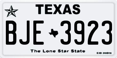 TX license plate BJE3923