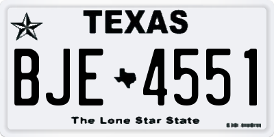 TX license plate BJE4551