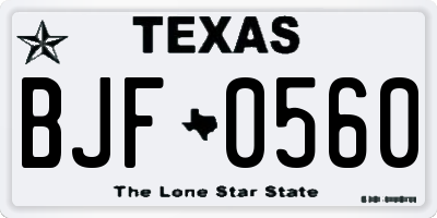 TX license plate BJF0560