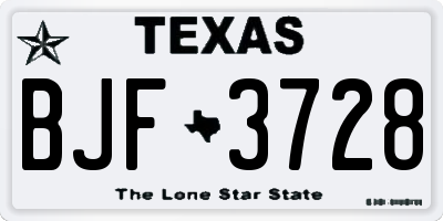 TX license plate BJF3728