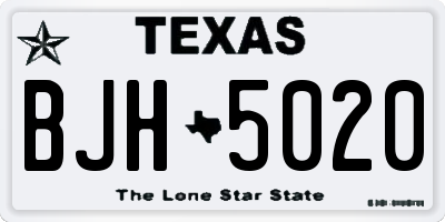 TX license plate BJH5020