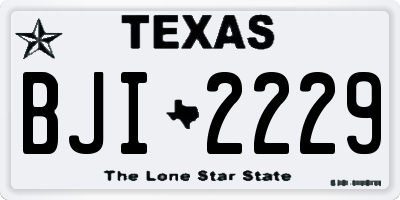 TX license plate BJI2229