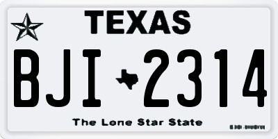 TX license plate BJI2314