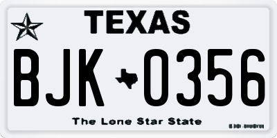 TX license plate BJK0356