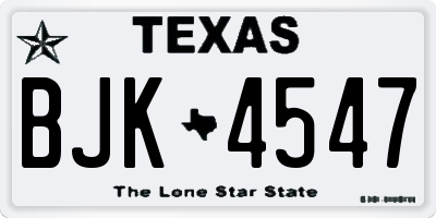 TX license plate BJK4547