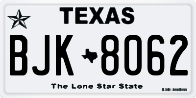 TX license plate BJK8062