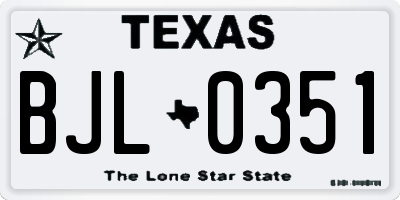 TX license plate BJL0351