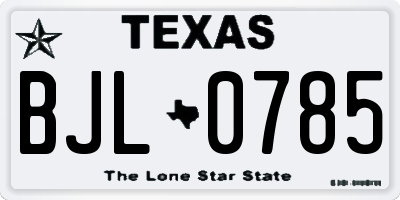 TX license plate BJL0785