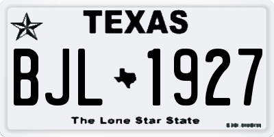 TX license plate BJL1927