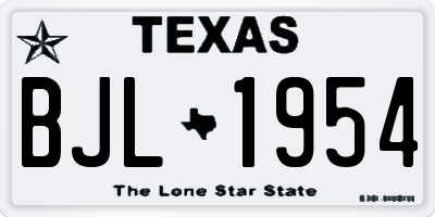 TX license plate BJL1954