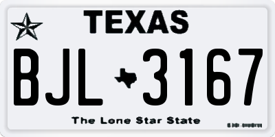 TX license plate BJL3167