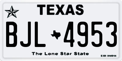 TX license plate BJL4953