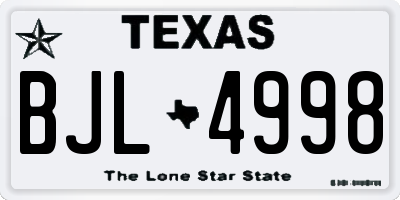 TX license plate BJL4998
