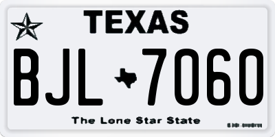 TX license plate BJL7060