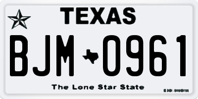 TX license plate BJM0961