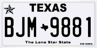 TX license plate BJM9881