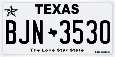 TX license plate BJN3530