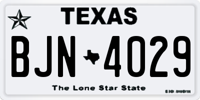 TX license plate BJN4029