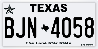 TX license plate BJN4058