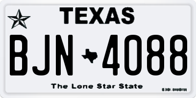 TX license plate BJN4088