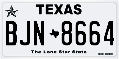 TX license plate BJN8664