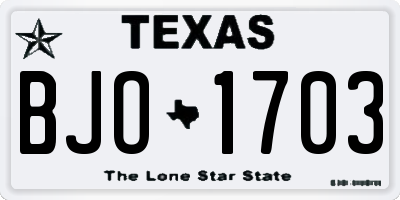 TX license plate BJO1703