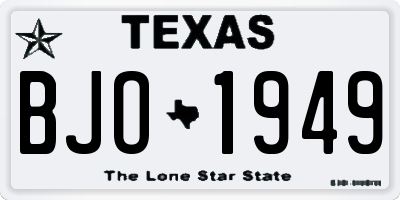 TX license plate BJO1949