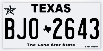 TX license plate BJO2643