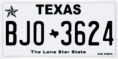 TX license plate BJO3624