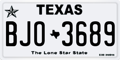 TX license plate BJO3689