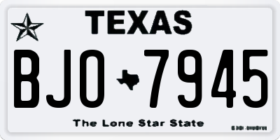 TX license plate BJO7945