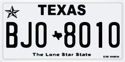 TX license plate BJO8010