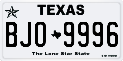 TX license plate BJO9996