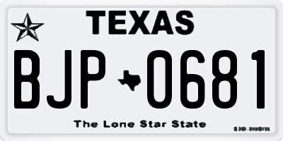 TX license plate BJP0681