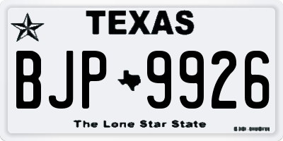TX license plate BJP9926