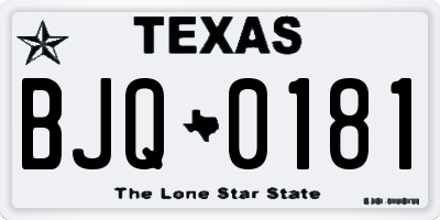 TX license plate BJQ0181