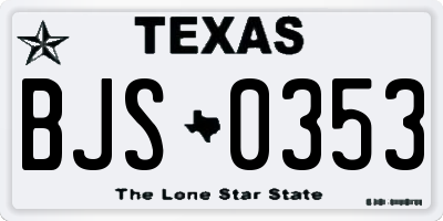 TX license plate BJS0353