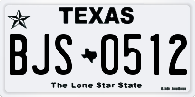 TX license plate BJS0512