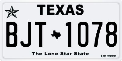 TX license plate BJT1078