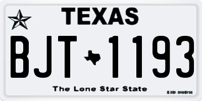 TX license plate BJT1193