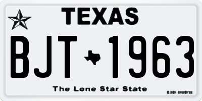 TX license plate BJT1963