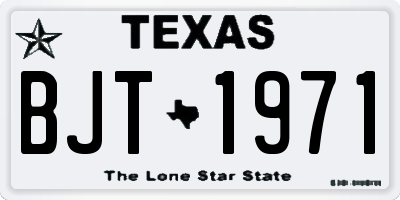 TX license plate BJT1971