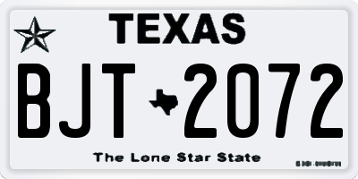 TX license plate BJT2072