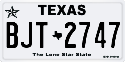 TX license plate BJT2747