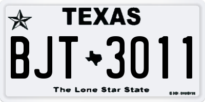 TX license plate BJT3011