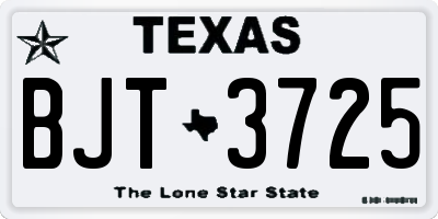 TX license plate BJT3725