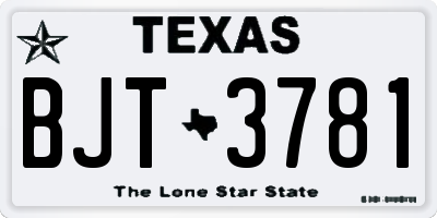 TX license plate BJT3781