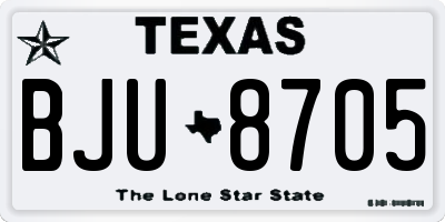 TX license plate BJU8705