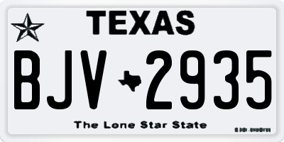TX license plate BJV2935