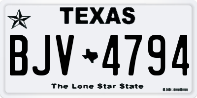 TX license plate BJV4794